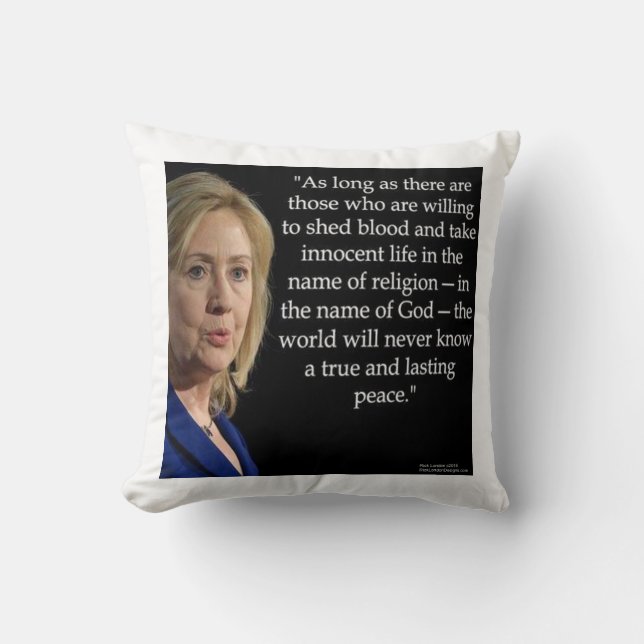 Almofada Hillary Clinton & Blood/Peace Quote Travesseiro de (Frente)