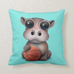 Almofada Hipopótamo bonito do bebê que joga com basqueteb