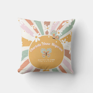 Almofada Hippie Retro 70 Sunshine Daisy Baby Birth Stats