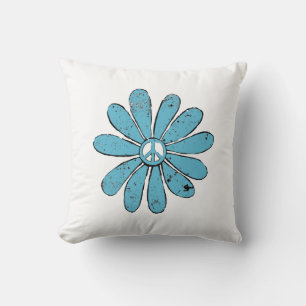 Almofada Hippie - Sinal de Paz Flor Aqua