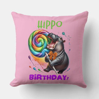 Almofada Hippo Birthday Cheerful, Colorida Nadadora |