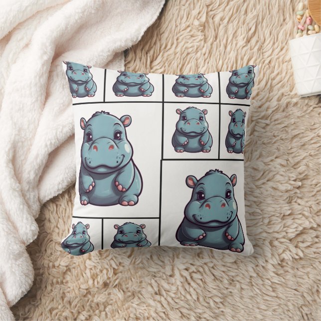 Almofada Hippopotamus Blue Impressão (Cobertor)