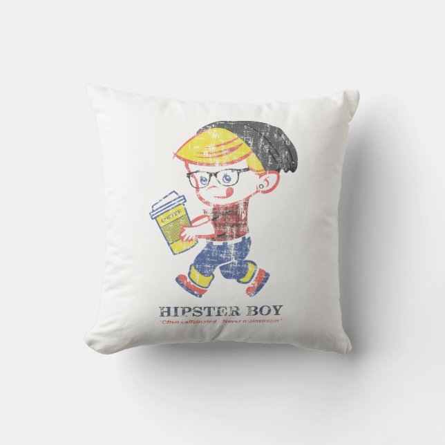 Almofada Hipster Boy angustiou a ilustração de paródia de v (Frente)