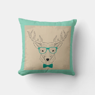Almofada Hipster de rena alce com óculos Natal