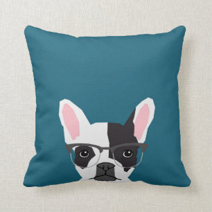 Almofada Hipster francês com óculos - BullDog francês