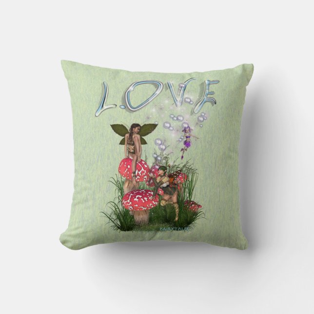 Almofada Histórias de conto de fadas de lã vermelha e branc (Frente)