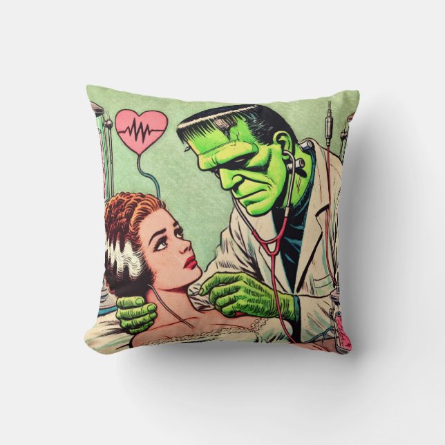Almofada Histórias em quadrinhos de Amor Monstro Retro (Frente)