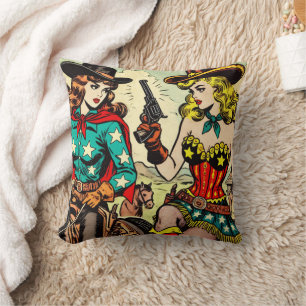 Almofada Histórias em quadrinhos Vintage Western Cowgirl