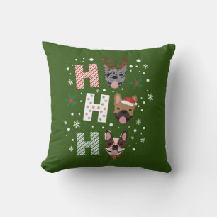 Almofada Ho Ho Ho Buldogue Francês Feliz Natal