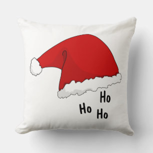 Almofada Ho ho ho Funny Cute santa chapéu vermelho e branco