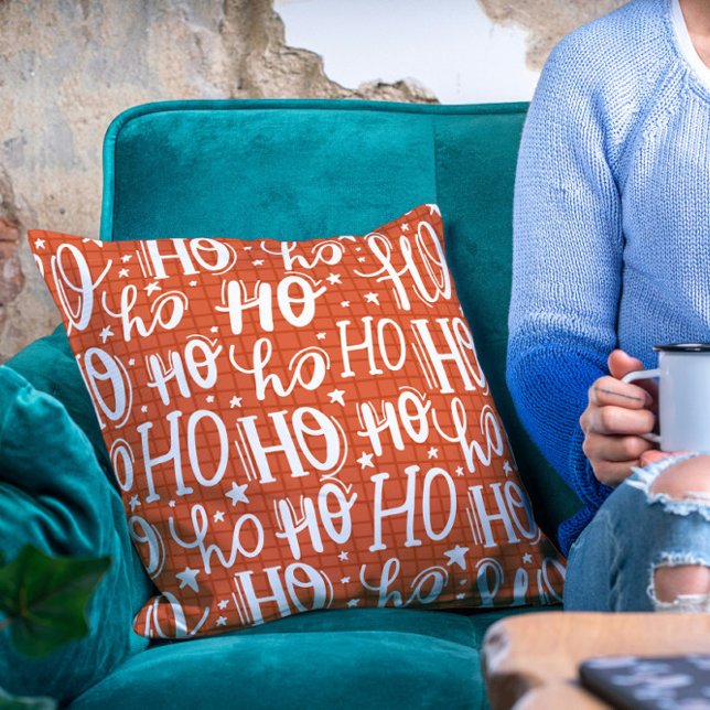 Almofada Ho Ho Ho Natal Feriado Moderno (Criador carregado)