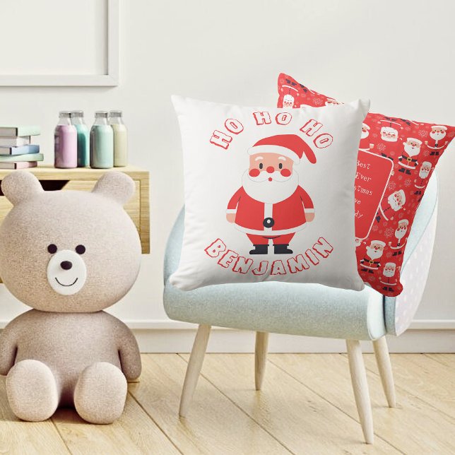 Almofada Ho Ho Ho Papais noeis Boys Name Red (Front And Back - Kids Playroom)