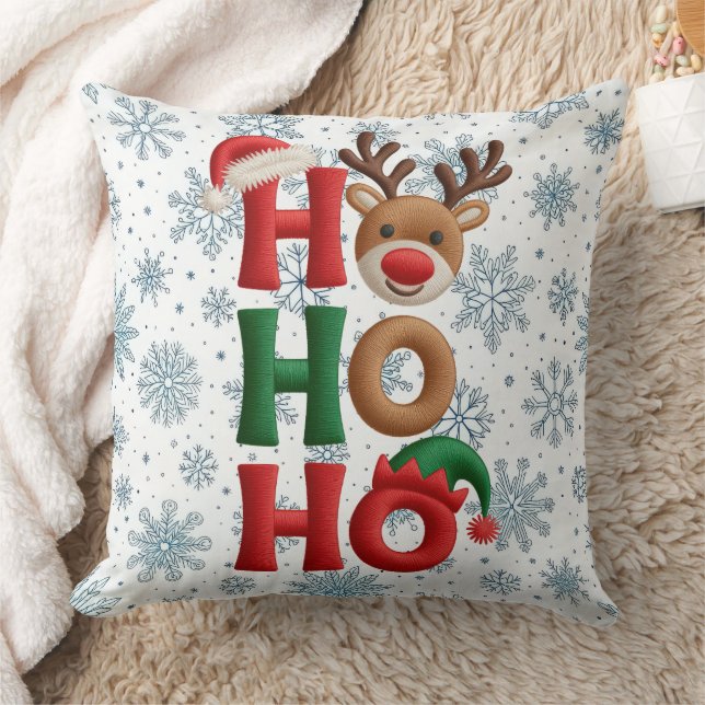 Almofada Ho Ho Ho Snowflakes Throw Pillow (Cobertor)