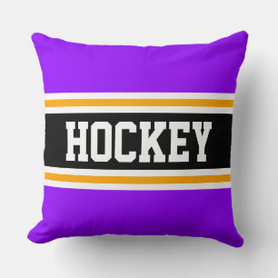 Almofada HOCKEY Bright Purple Black Yellow Athletic Stripes