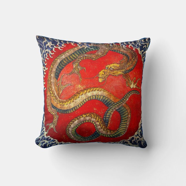 Almofada Hokusai Dragon Fantasy Art Travesseiro decorativo (Frente)