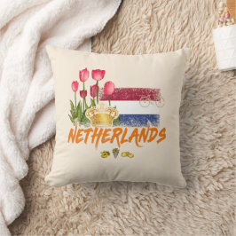 Almofada Holanda Vintage Holland Flag e Dutch Tulip