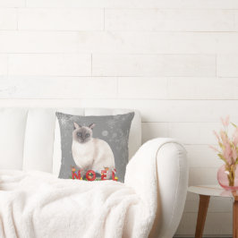Almofada Holiday Siamese Cat Watercolor