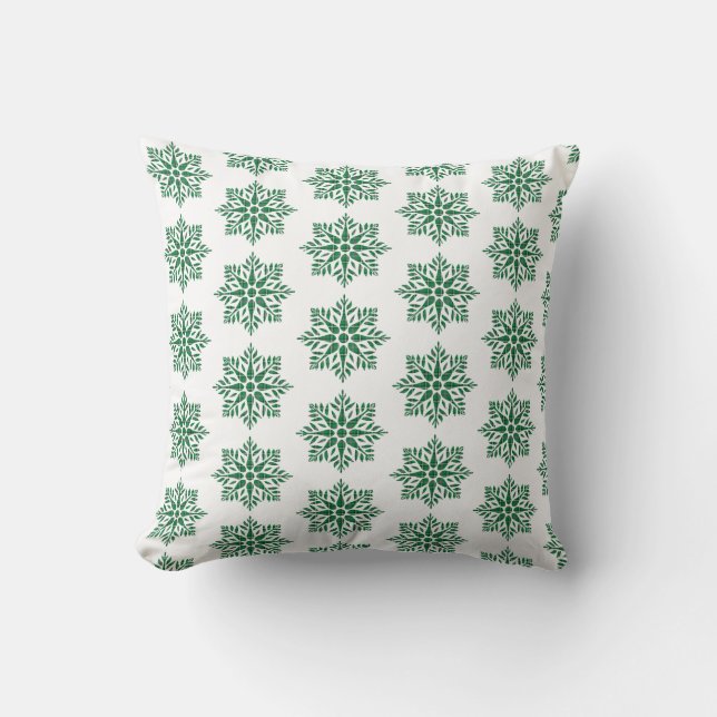 Almofada Holiday Snowflake Plaid Pattern Green (Frente)