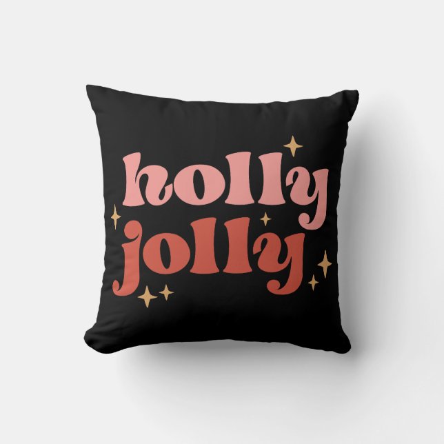 Almofada Holly Jolly Christmas Groovy Retro (Frente)