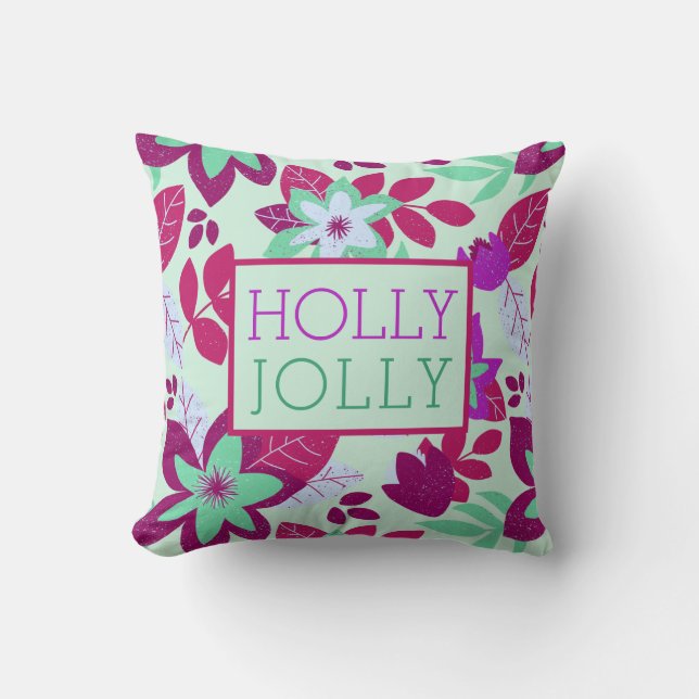 Almofada Holly Jolly Natal Floral Holiday (Frente)