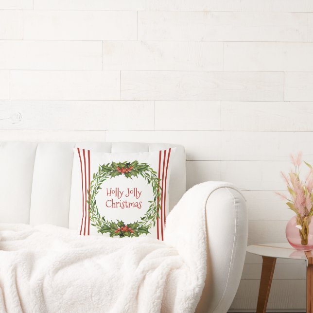 Almofada Holly Jolly - Travesseiro decorativo de Natal (Sofá)