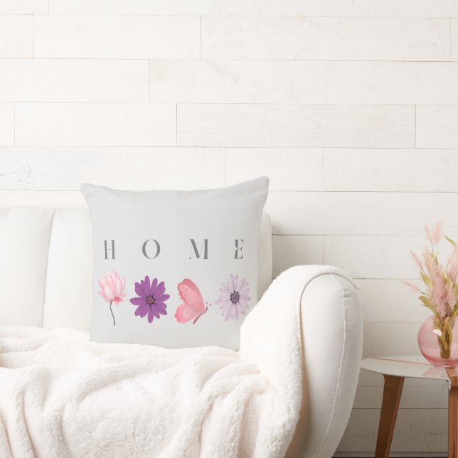 Almofada HOME Floral Borboleta com Acentos Pastel (Sofá)