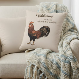 Almofada Home Is Where Family Is Rooster Decorative Pillow