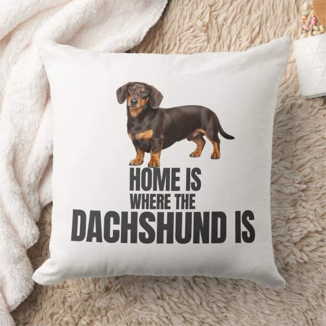 Almofada Home Is Where the Chocolate & Tan Dachshund (Cobertor)