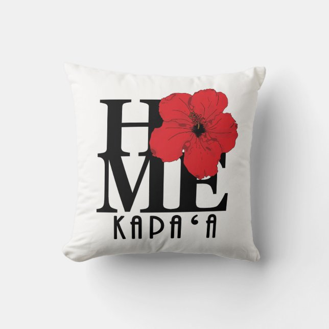 Almofada HOME Kapa`a, Havaí Red Hibiscus (Frente)