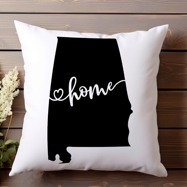 Almofada Home State Outline Heart Alabama (Criador carregado)