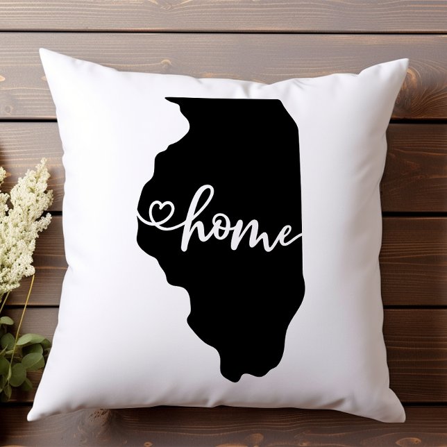 Almofada Home State Outline Heart Illinois (Criador carregado)