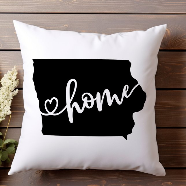 Almofada Home State Outline Heart Iowa (Criador carregado)