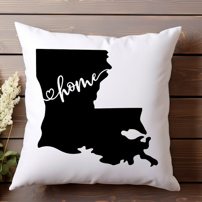 Almofada Home State Outline Heart Louisiana (Criador carregado)