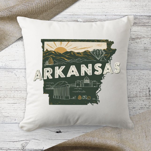 Almofada Home State Retro Color Arkansas (Criador carregado)