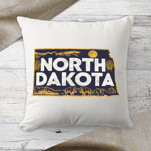 Almofada Home State Retro Color Dakota do Norte (Criador carregado)