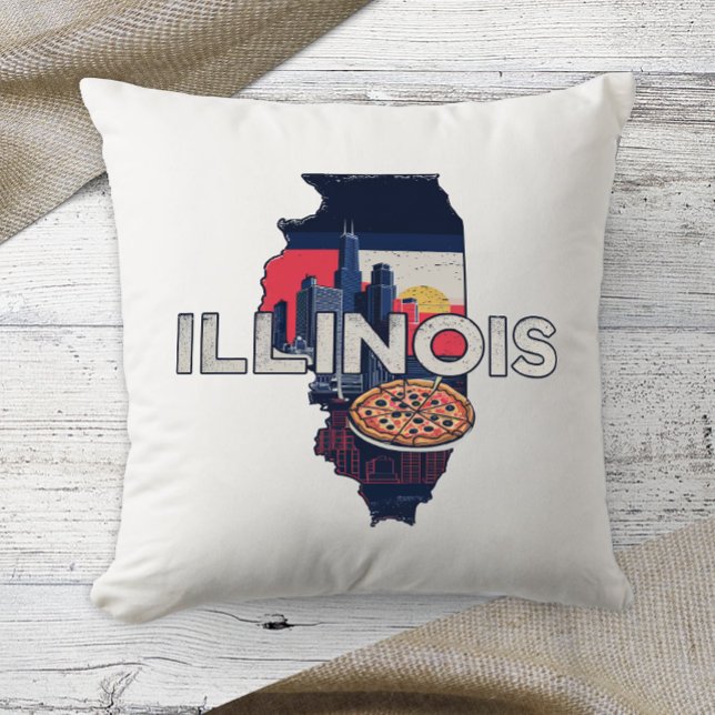 Almofada Home State Retro Color Illinois (Criador carregado)