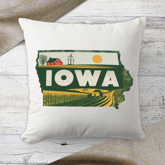 Almofada Home State Retro Color Iowa (Criador carregado)