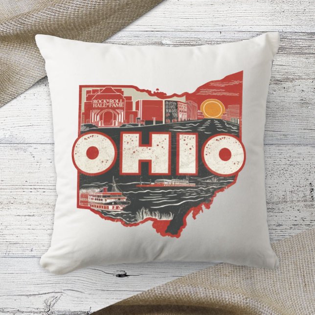 Almofada Home State Retro Color Ohio (Criador carregado)