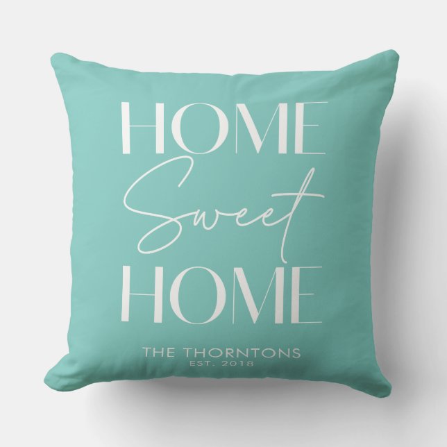 Almofada Home Sweet Home Aqua Green Solid (Frente)
