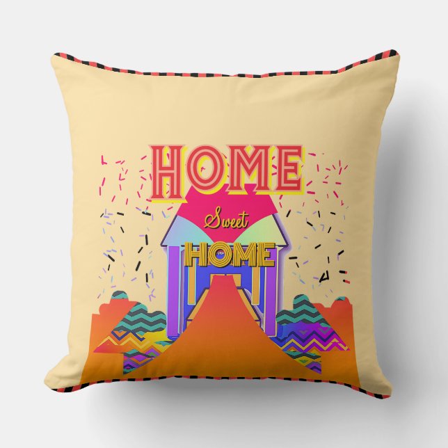 Almofada Home Sweet Home Beige Red Reverse (Frente)