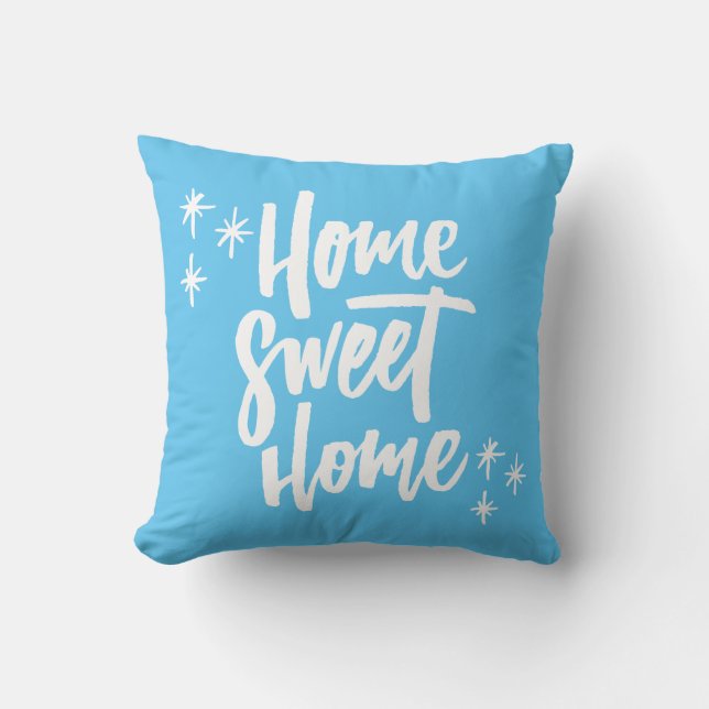 Almofada Home Sweet Home Blue Com Letra Branca (Frente)