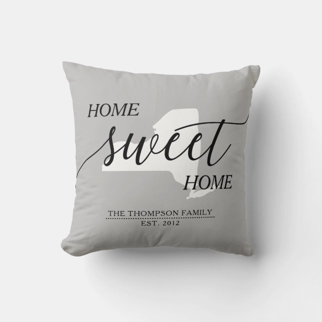 Almofada Home Sweet Home NY Travesseiro decorativo de Nome  (Frente)