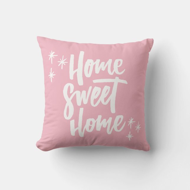 Almofada Home Sweet Home Pink Com Letra Branca (Frente)