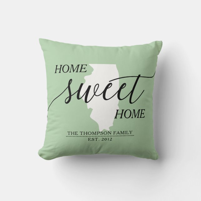 Almofada Home Sweet Home State Family Name Travesseiro deco (Frente)