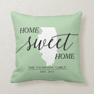 Almofada Home Sweet Home State Family Name Travesseiro deco