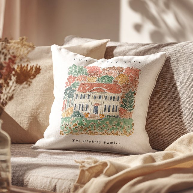 Almofada Home Sweet Home Thanksgiving Autumn Georgian House (Home Sweet Home Thanksgiving Autumn Georgian House Throw Pillow)