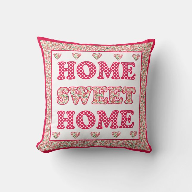 Almofada Home Sweet Home Travesseiro, Red and White Mix'n'M (Frente)