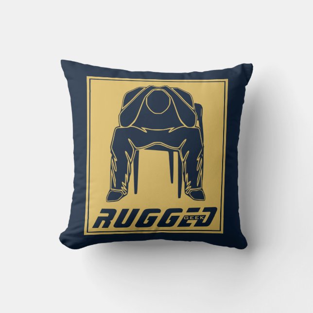 Almofada Homem Arroado de Ouro Azul Cabeça Seguradora | Pen (Frente)