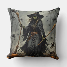 Almofada Homem-bruxa-escarlate-de-dois-lados e esqueleto