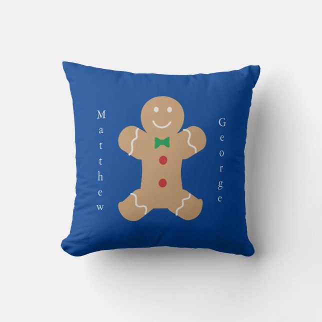 Almofada Homem de Pão Gingerido com Nome Personalizado Vert (Frente)